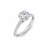 1 Ct Round Moissanite & 0.30 Ctw Diamond Hidden Halo Timeless Pavé Engagement Ring